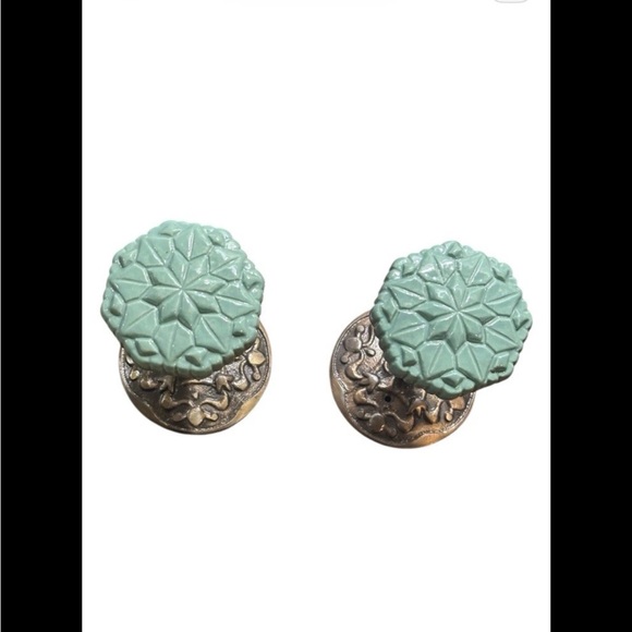 Decorative Green Knobs with Bronze Accents - Picture 4 of 6